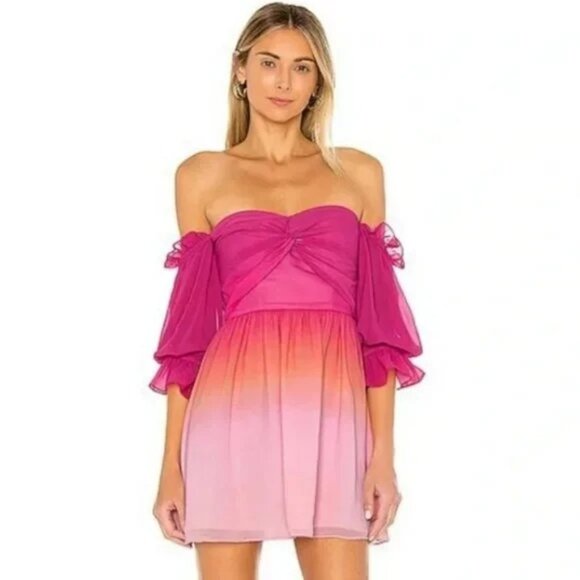 Lovers + Friends Camila Ombre Mini Dress in Sunrise - Size L - Picture 1 of 9
